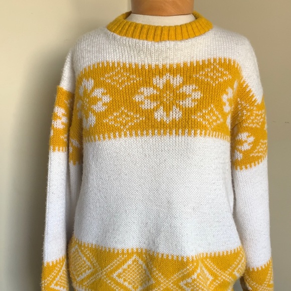Mustard and White Nordic Sweater - Picture 6 of 6